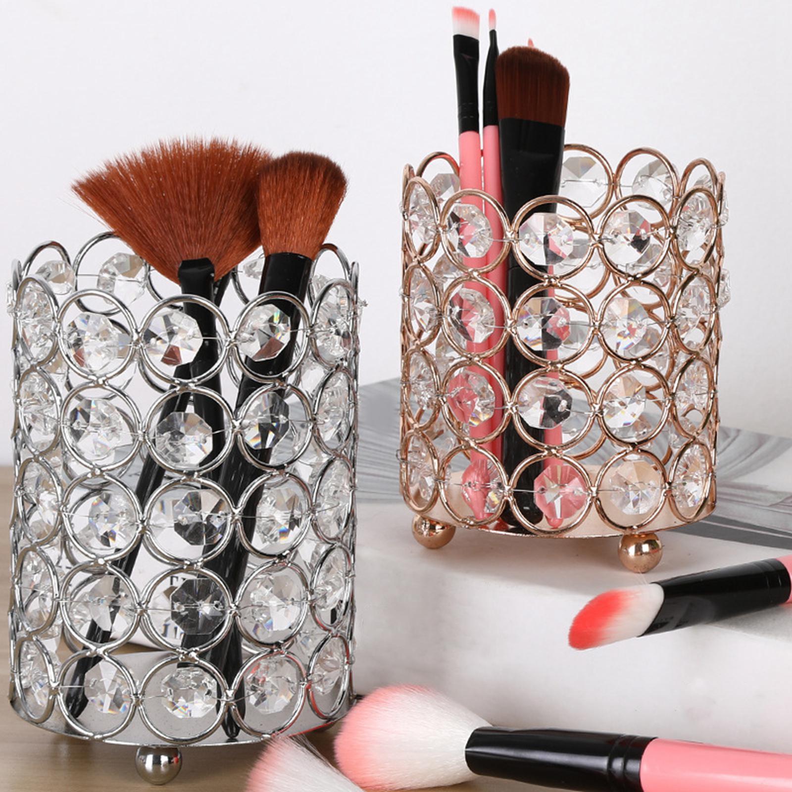 Crystal Makeup Brush Holder Portable Candle Holders for Bedroom Home Decor L Argent