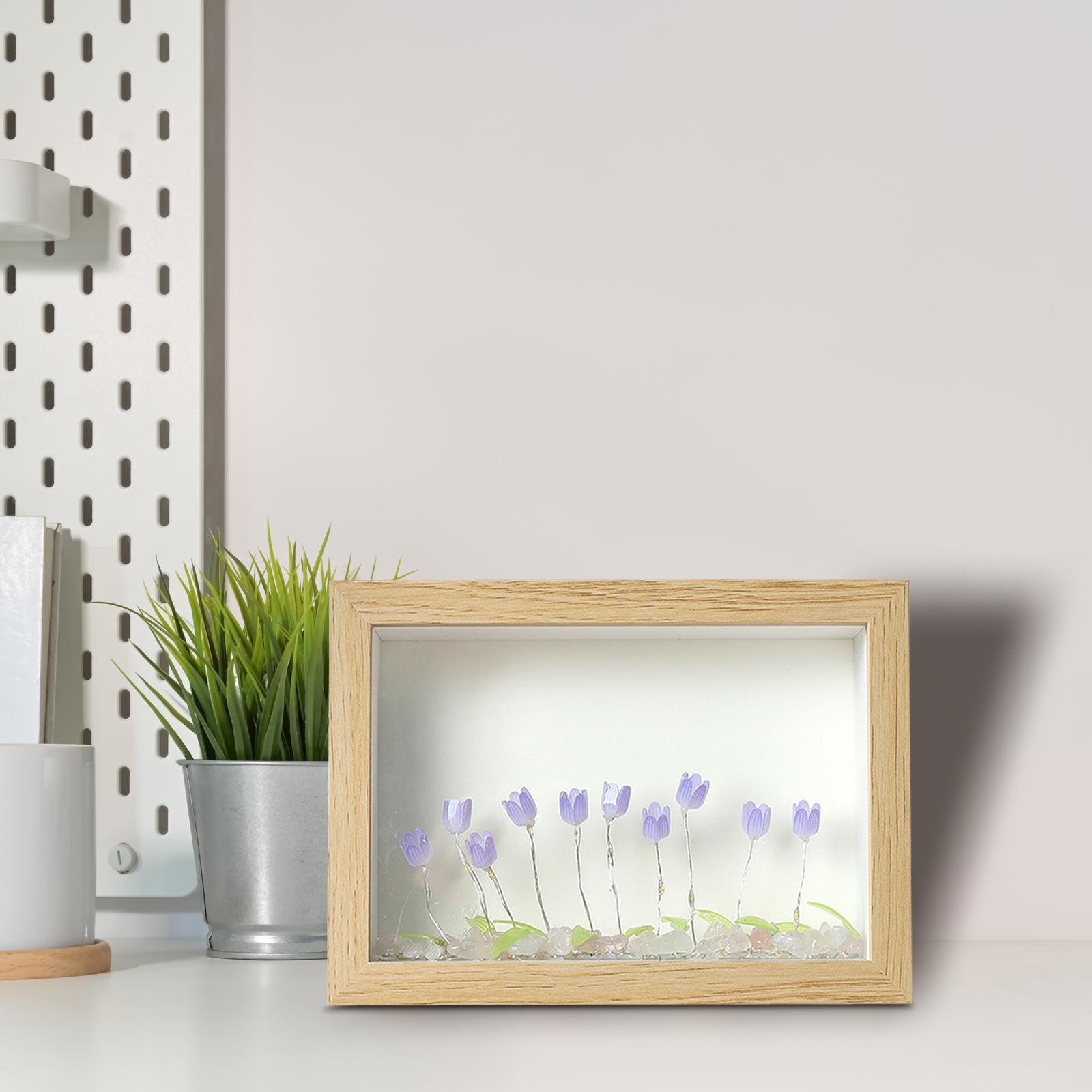 Wooden Frames Easily Install Sturdy DIY Picture Frame with Night Light 6inch Purple Flower 