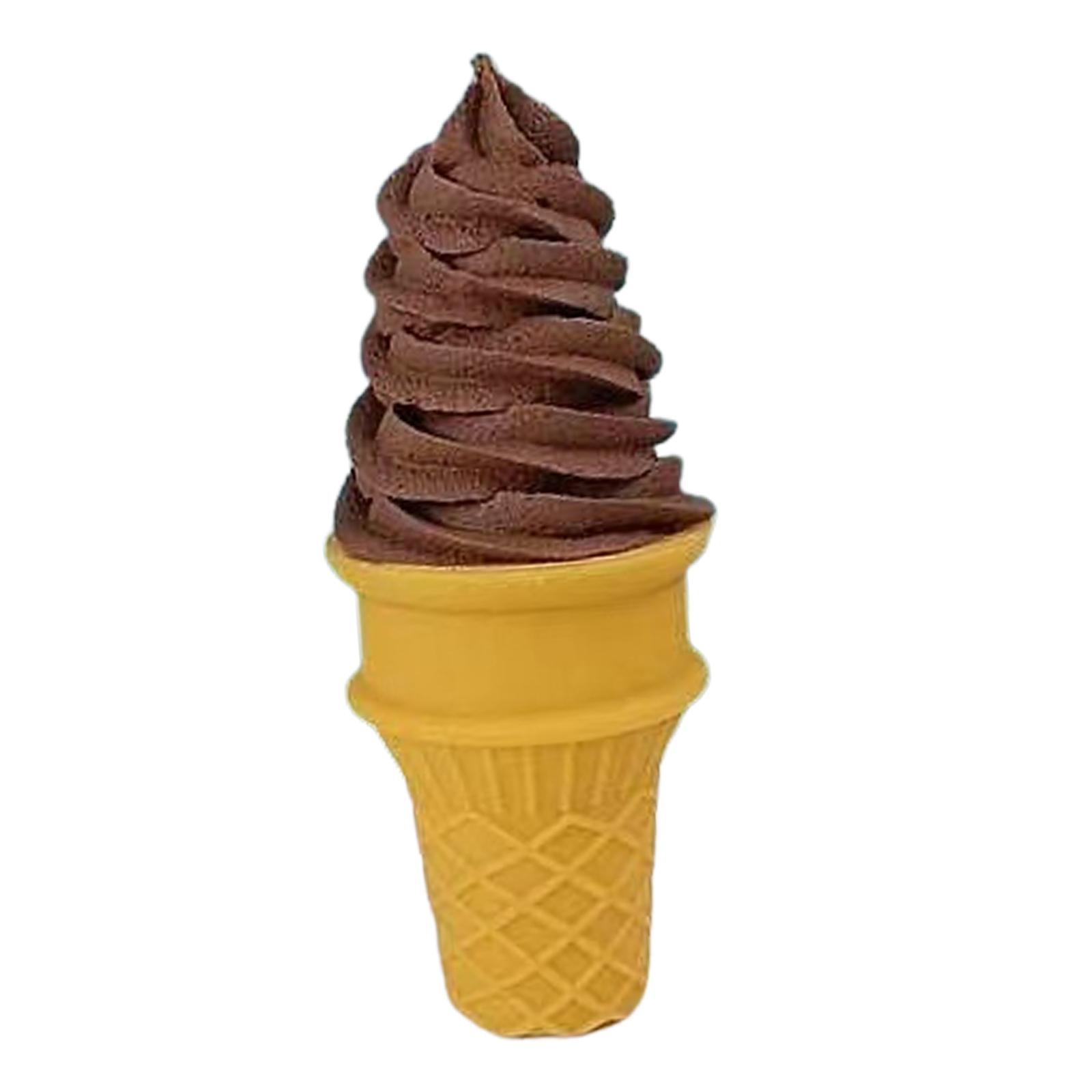 Fake Ice Cream Cone Food Model for Display Dessert Photo Props Desktop Decor Brown