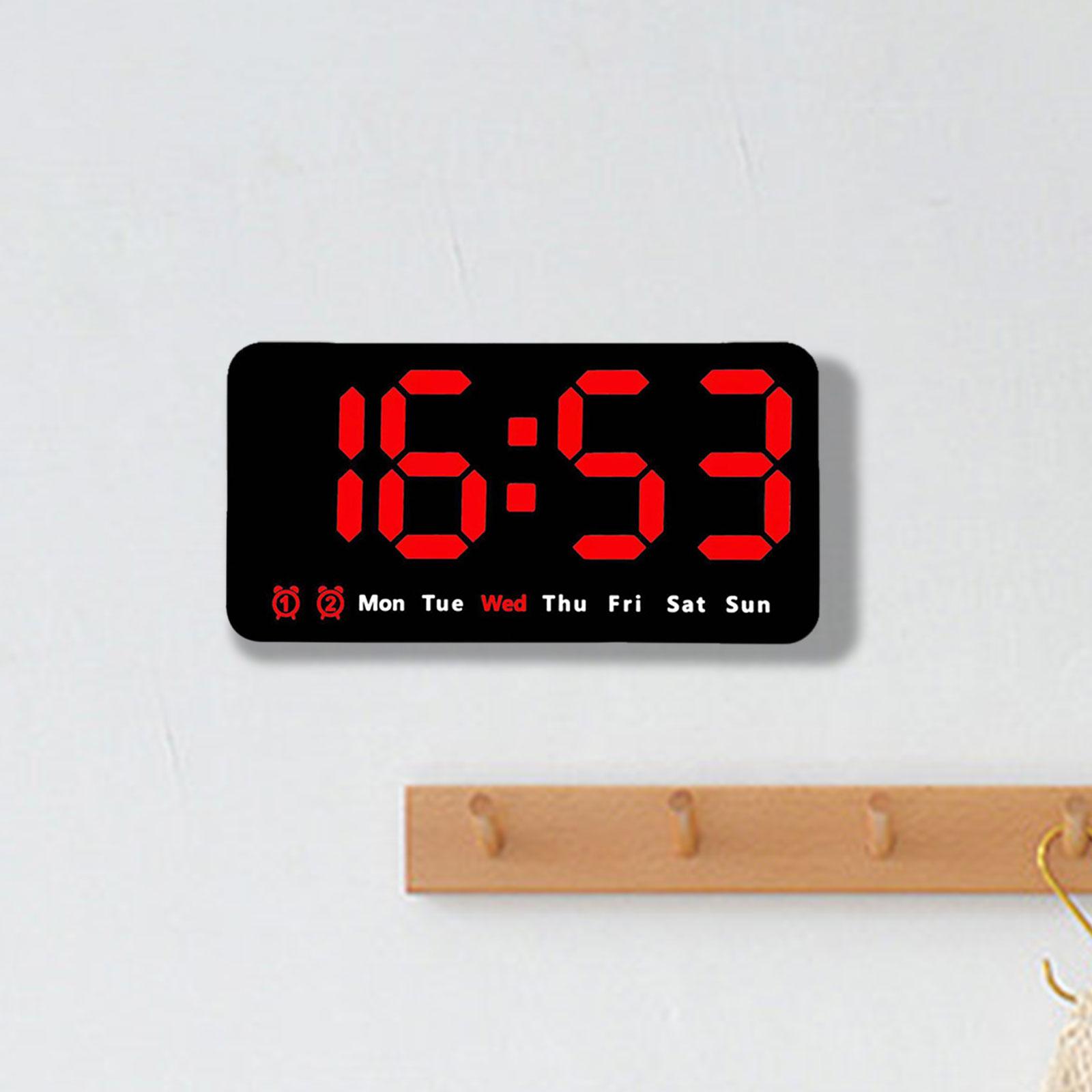 Desk Digital Clock Dimmable LED Desktop Alarm Clock for Bedroom Adult Office Red