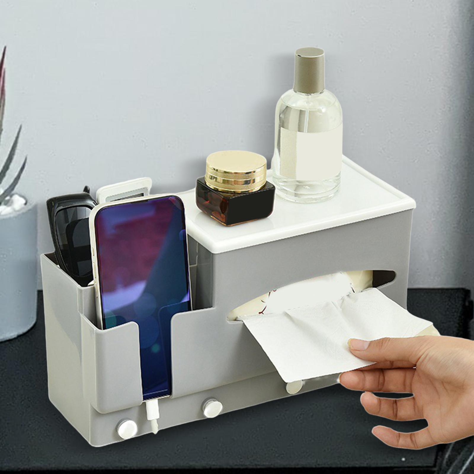 Tissue Box Holder Napkin Dispenser Facial Tissue Holder for Dresser Home Bar Gray