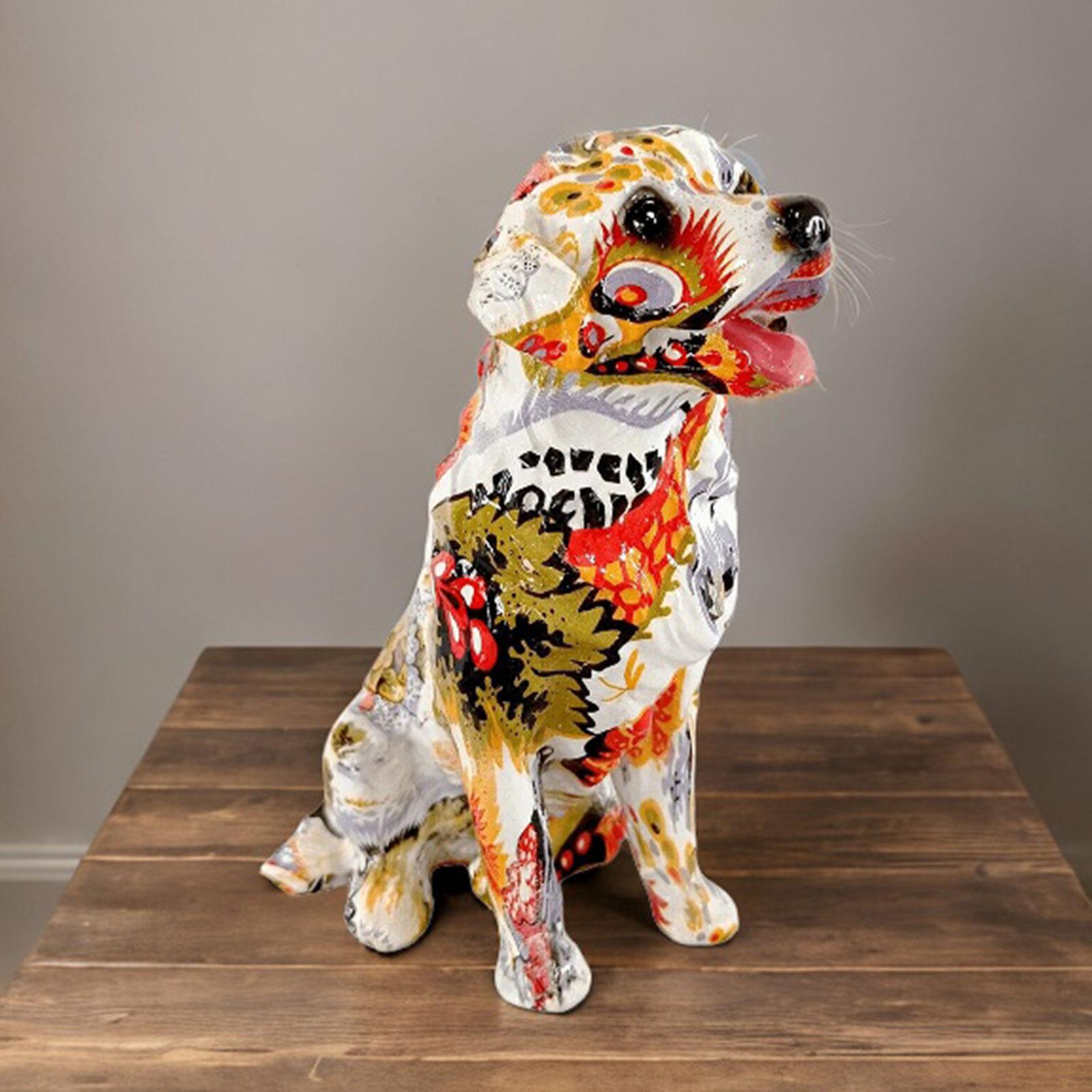 Colorful Dog Statues Animal Figure Dining Room Graffiti Figurines Sculptures Style A