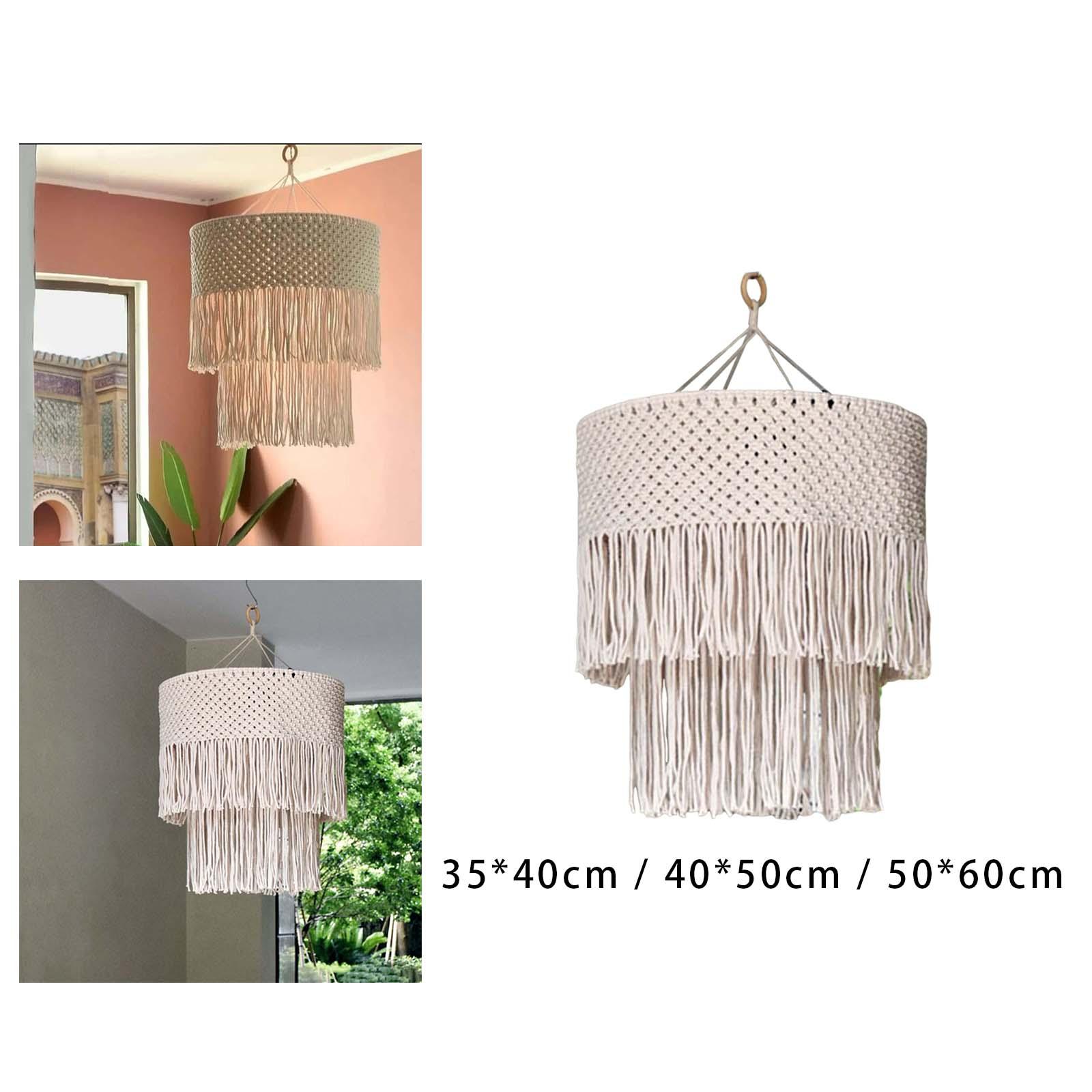 Macrame Lamp Shade Pendant Light Shade Only Tassel Lampshade for Living Room 35cmx45cm