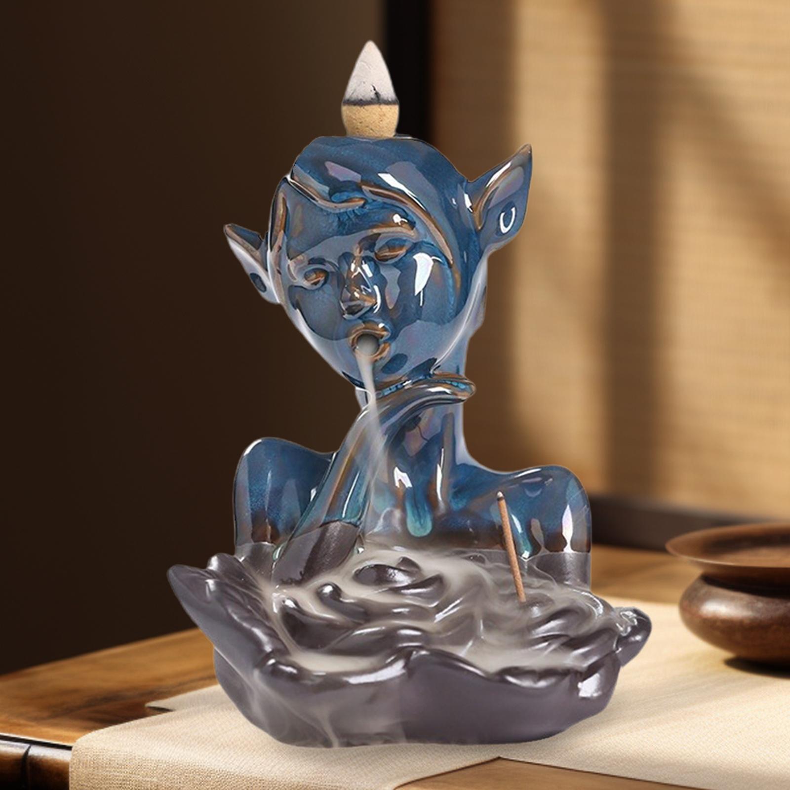 Backflow Incense Burner Ceramic Censer for Yoga Livingroom Table Centerpiece