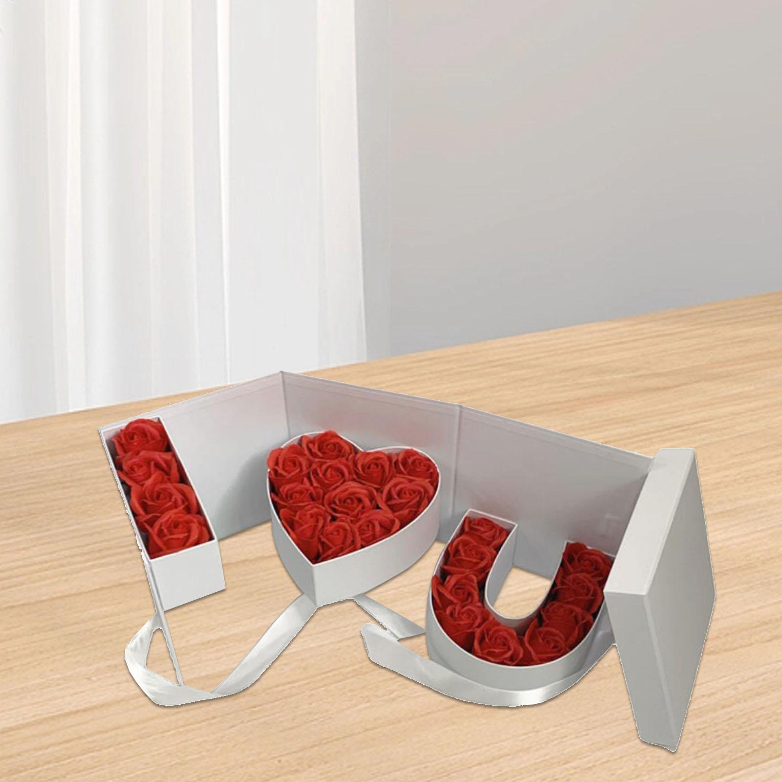 Empty Flower Gift Box Gift Packaging for Celebrations Anniversary Valentines White