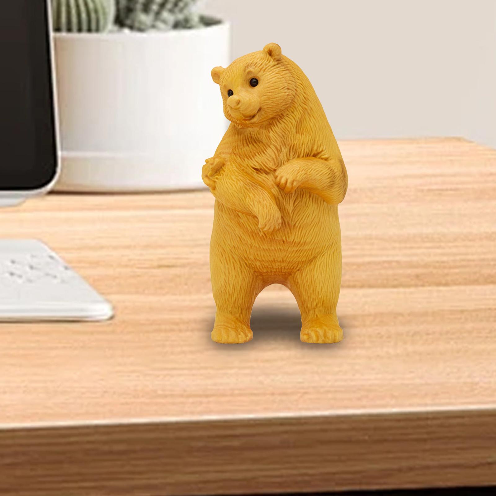 Wooden Bear Figurine Creative Tabletop Ornament for Bedroom Entrance Cabinet