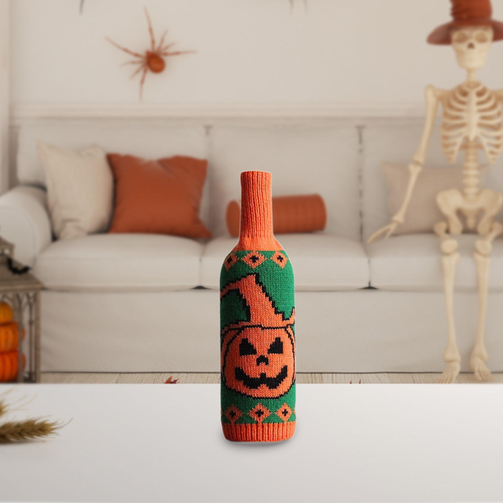 Knitted Bottle Sweater Entertaining Housewarming Halloween Wine Bottle Cover Pumpkin