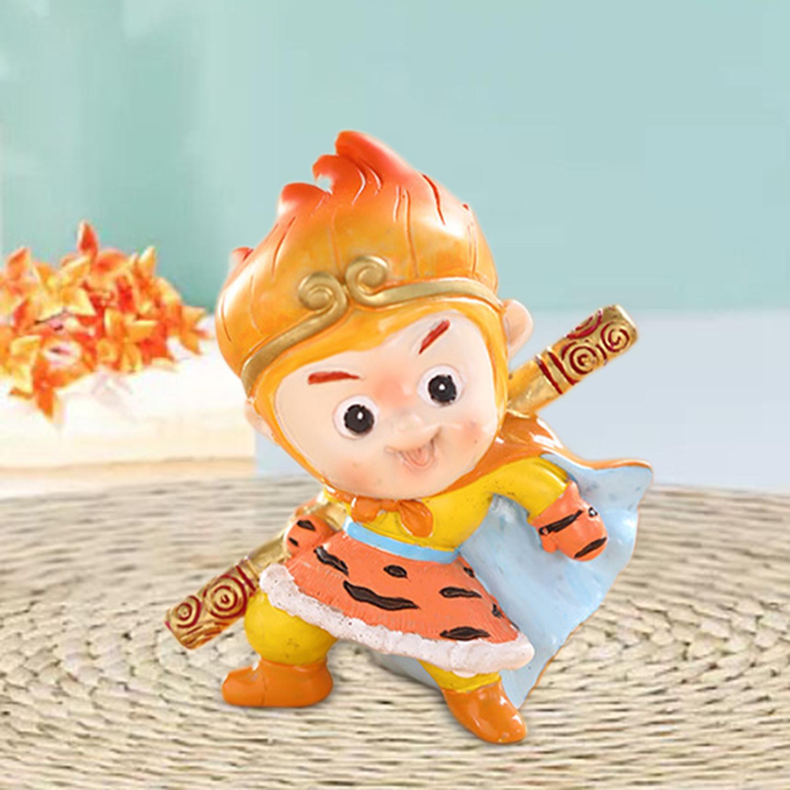 Cartoon Monkey Statue Monkey Sculpture Hallway Miniature Resin Figurine Blue Cloak