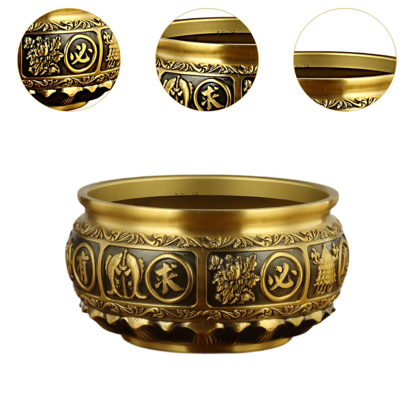 Treasure Basin Statue Brass Figurine Lotus Base for Hallway Fireplace Office