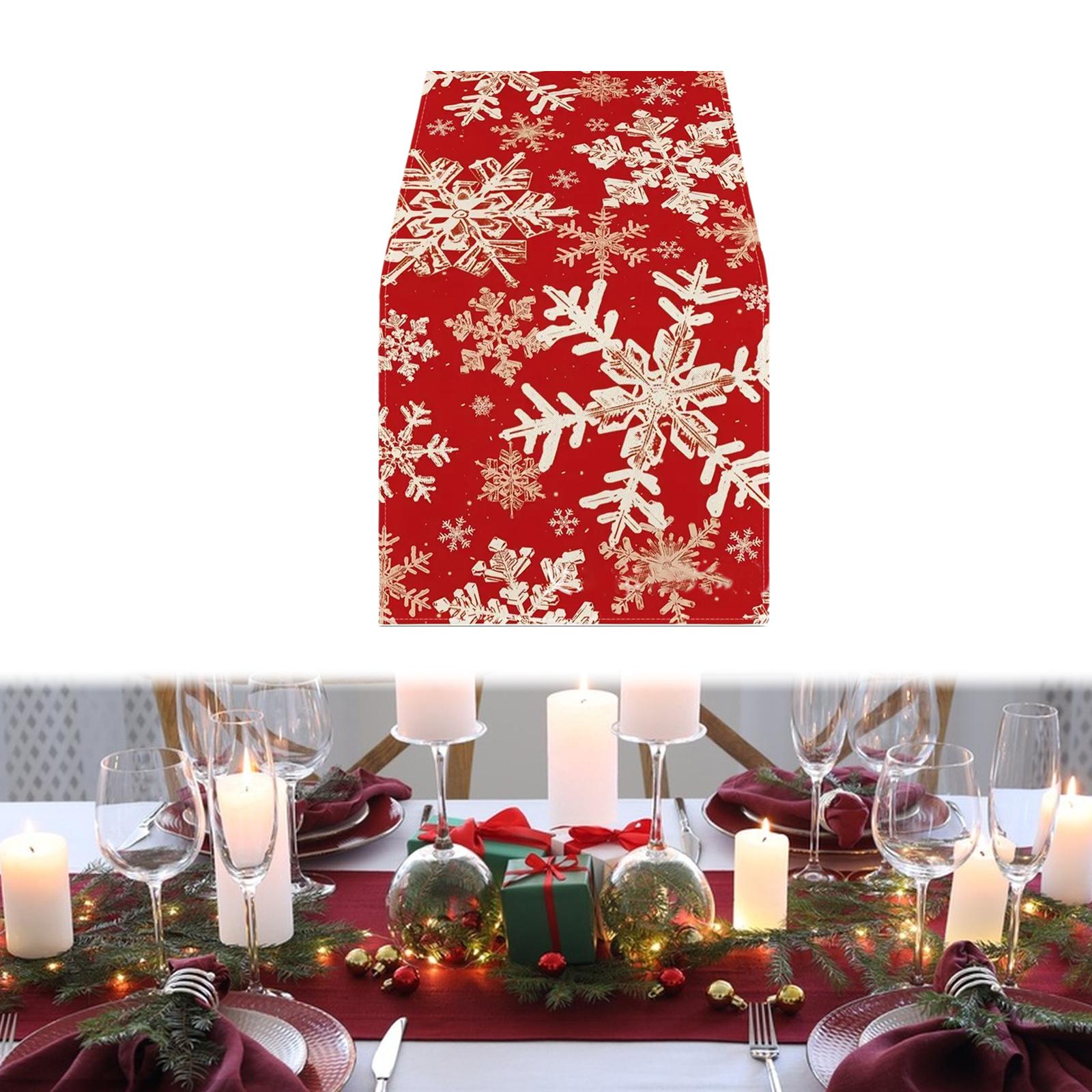 Rectangle Tablecloth Festival Seasonal Winter Cabinet Christmas Table Runner Snowflakes