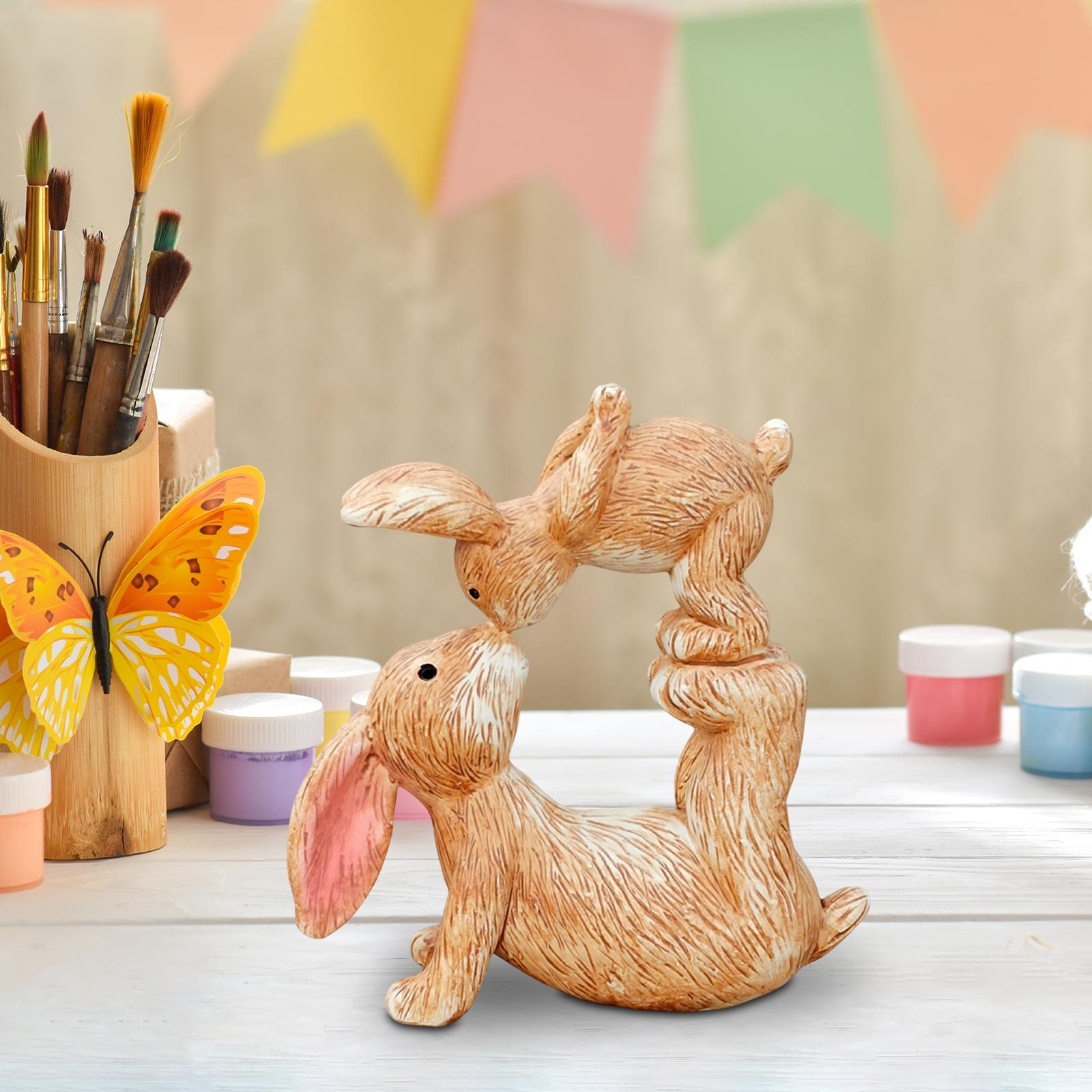 Kissing Bunny Sculpture Ideal Gift Ornament Garden Statue for Family Balcony