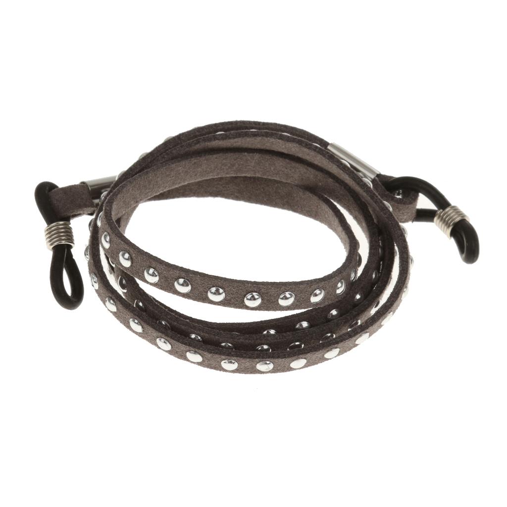 Retro Reading Glasses Sunglasses Long Suede Lanyard Strap Holder Chain-Grey