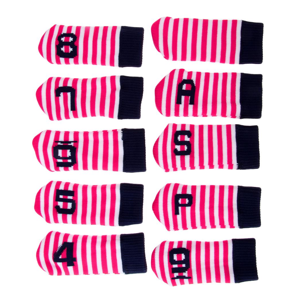 Set of 10 Golf Club Head Cover Knitted Sock Wedge Iron Protective