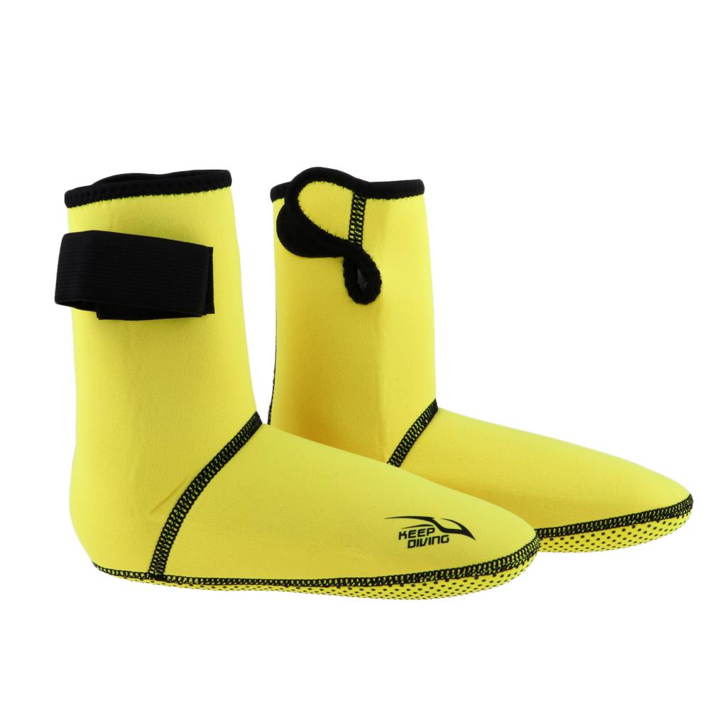 3mm Neoprene Snorkeling Shoes Diving Socks Water Beach Boots  L Yellow