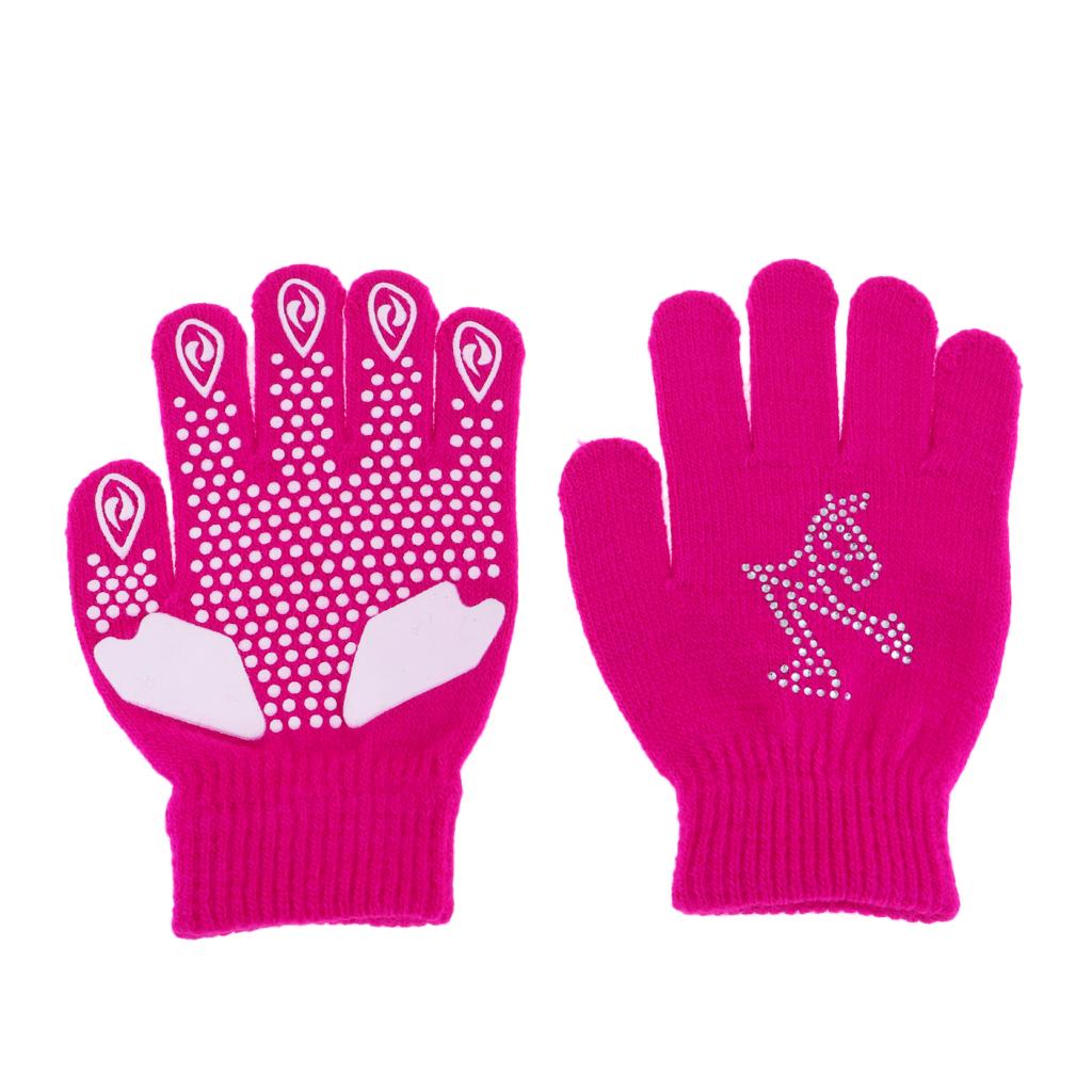 Girls Women Kids Ice Skating Gloves Magic Stretch Glove Fushia      S 