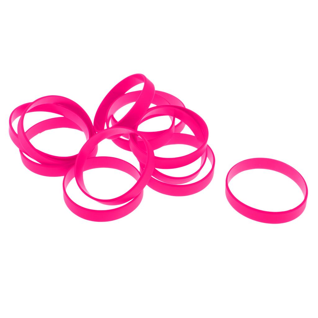 12 Pieces Blank Wristbands Bracelet Silicone Rubber Wrist Bands Rose Red