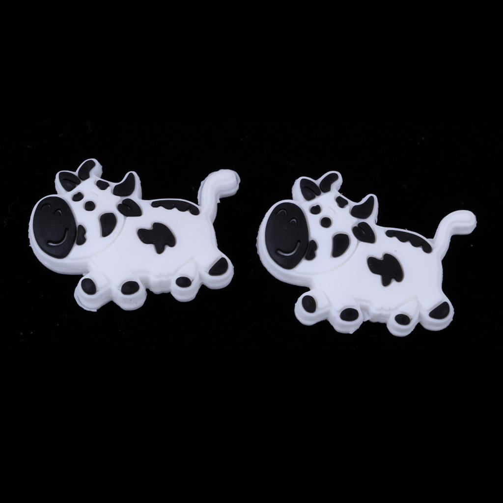 2 Pieces Tennis Racquet Shock Absorber Vibration Dampeners White Cow