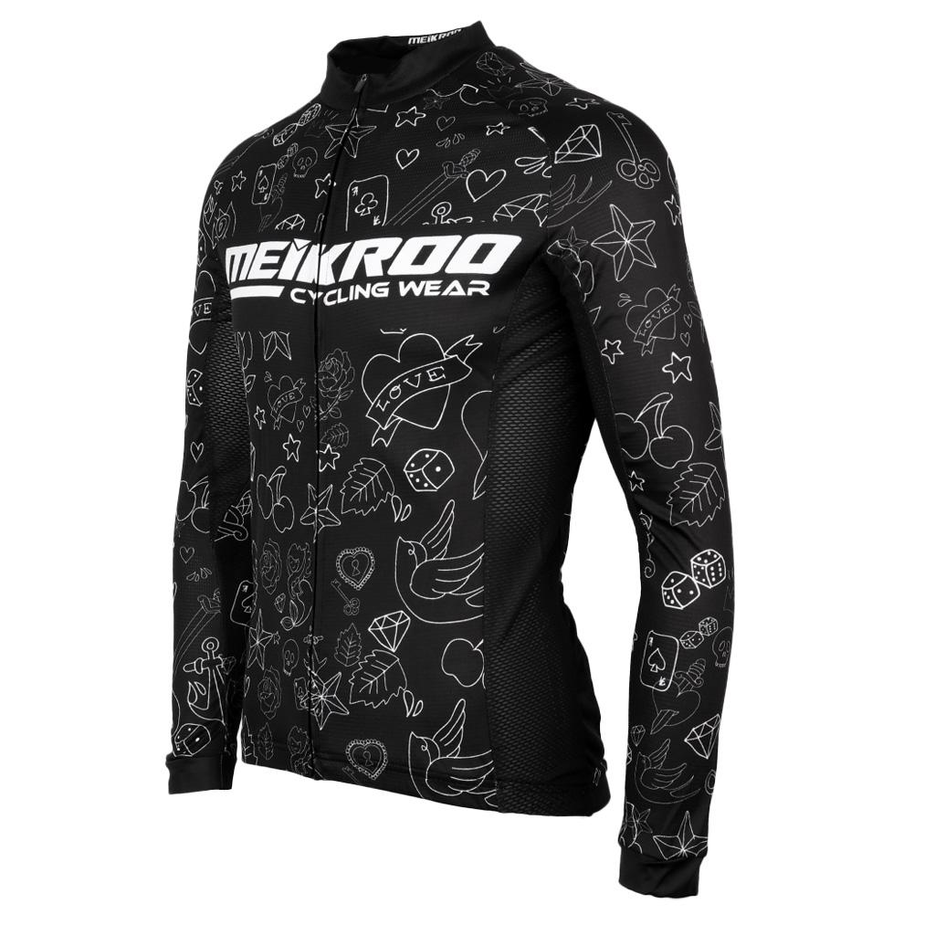 Cycling Jersey Top Long Sleeve Zipper Bike Biking Riding Racing Jacket L