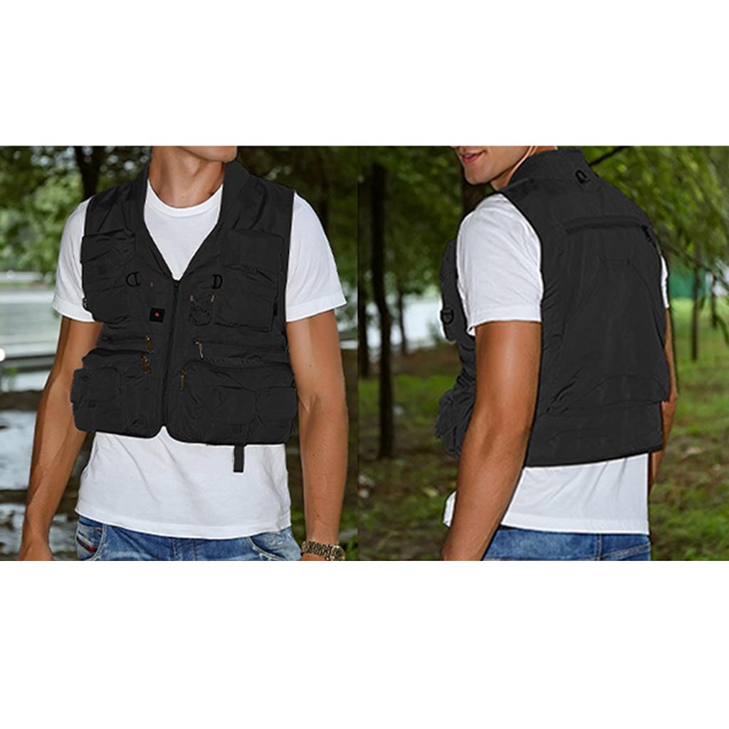  Multi Pocket Photography Hunting Fishing Vest Jacket Waistcoat Black L