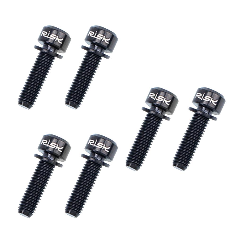 6 Pieces Fixed Gear Bicycle Handlebar Stem Screw Bolt Washer M5x18 Black