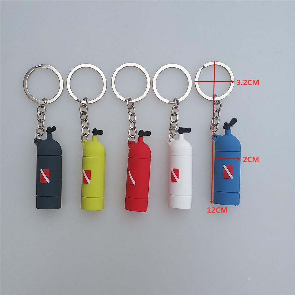 4xNovelty Mini Diving Tank Key Chain Holder Dive Flag Keyring Keychain Yellow