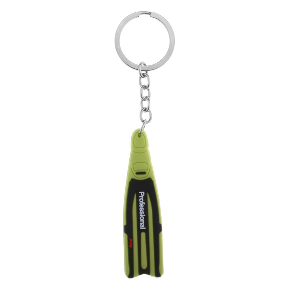 Novelty Mini Diving Fins Key Chain Holder Dive Flipper Keyring Grass Green