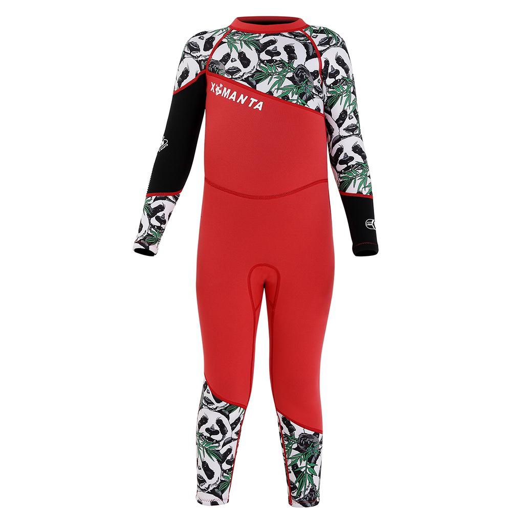 Kids 2.5mm Wetsuit Long Sleeve UV Protection Thermal Swimsuit S Red