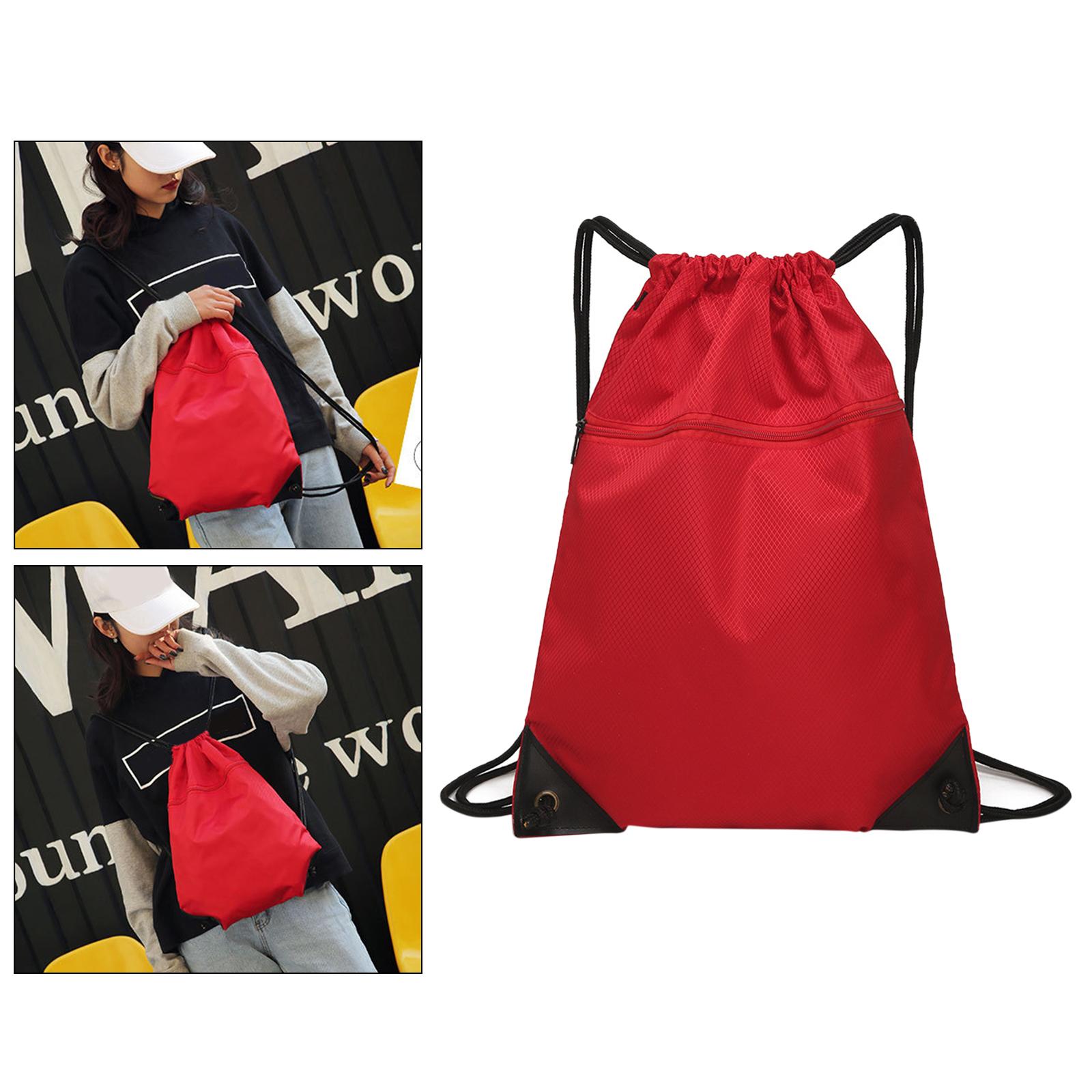 Travel Nylon Drawstring Bag Sack Beach Gym Backpack Shoes Bags Red