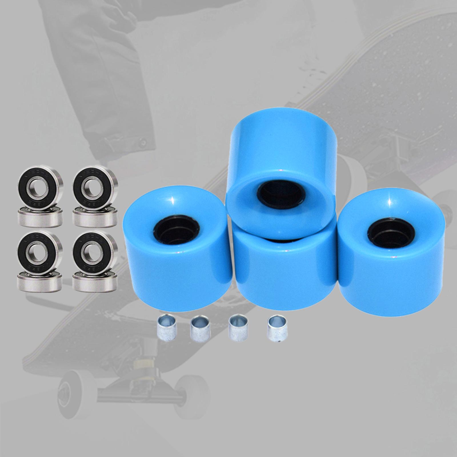 Skateboard Wheels with Bearings 60mm Wheels Set of 4 Blue Black Cover