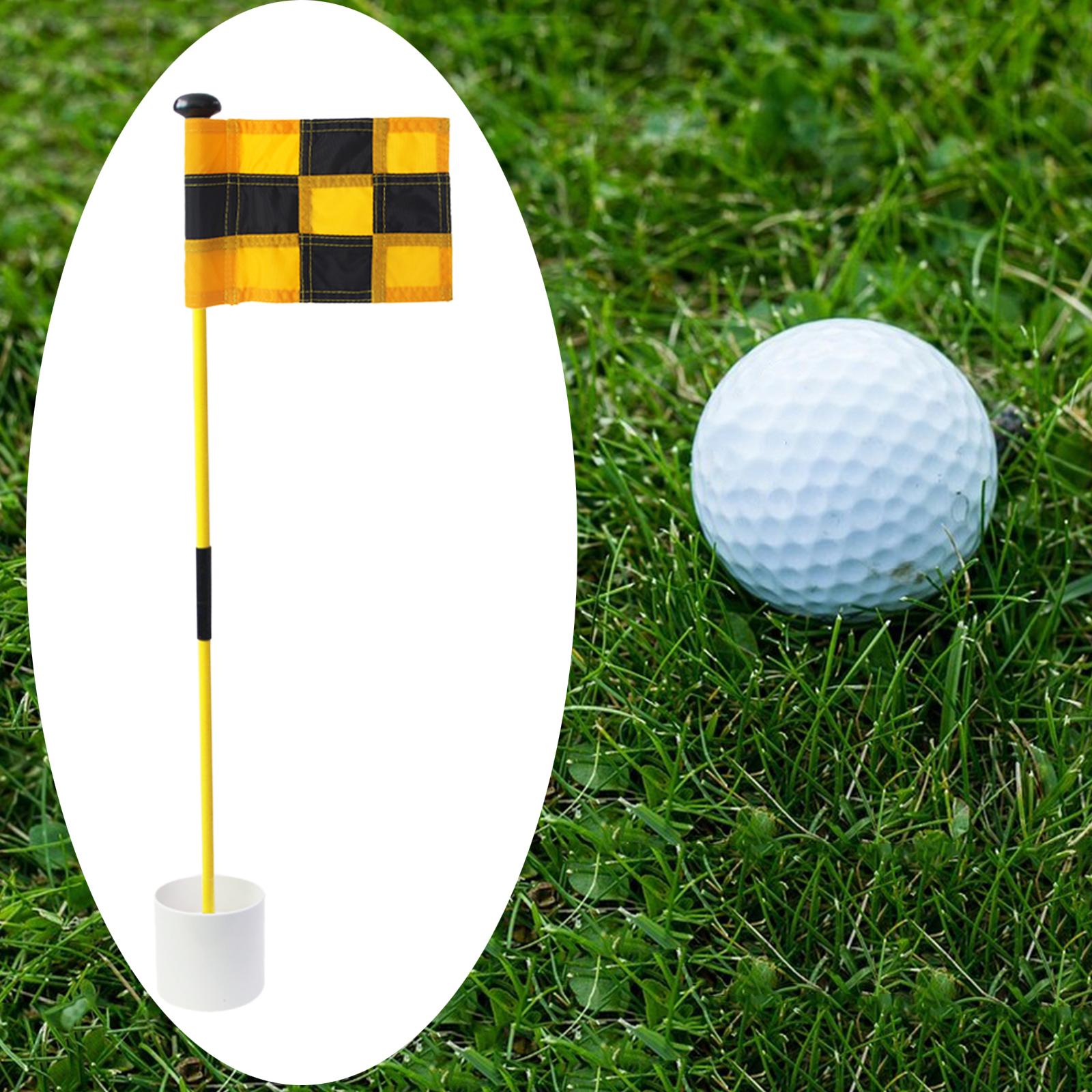 Backyard Practice Golf Hole Pole Flag Cup Stick Folding Putting Flagstick Yellow Black