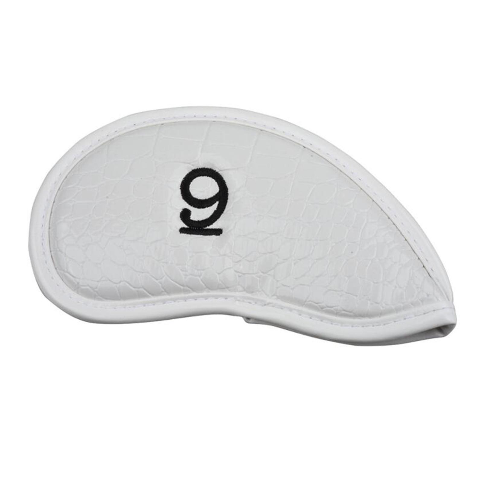 12x Golf Iron Head Cover Leather PU Golf Club Headcover Universal Waterproof White