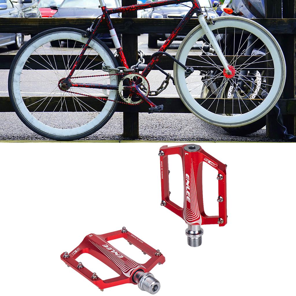 Mountain Bike Pedals Aluminum Cycling BMX Bicycle Wide Flat Pedals Red