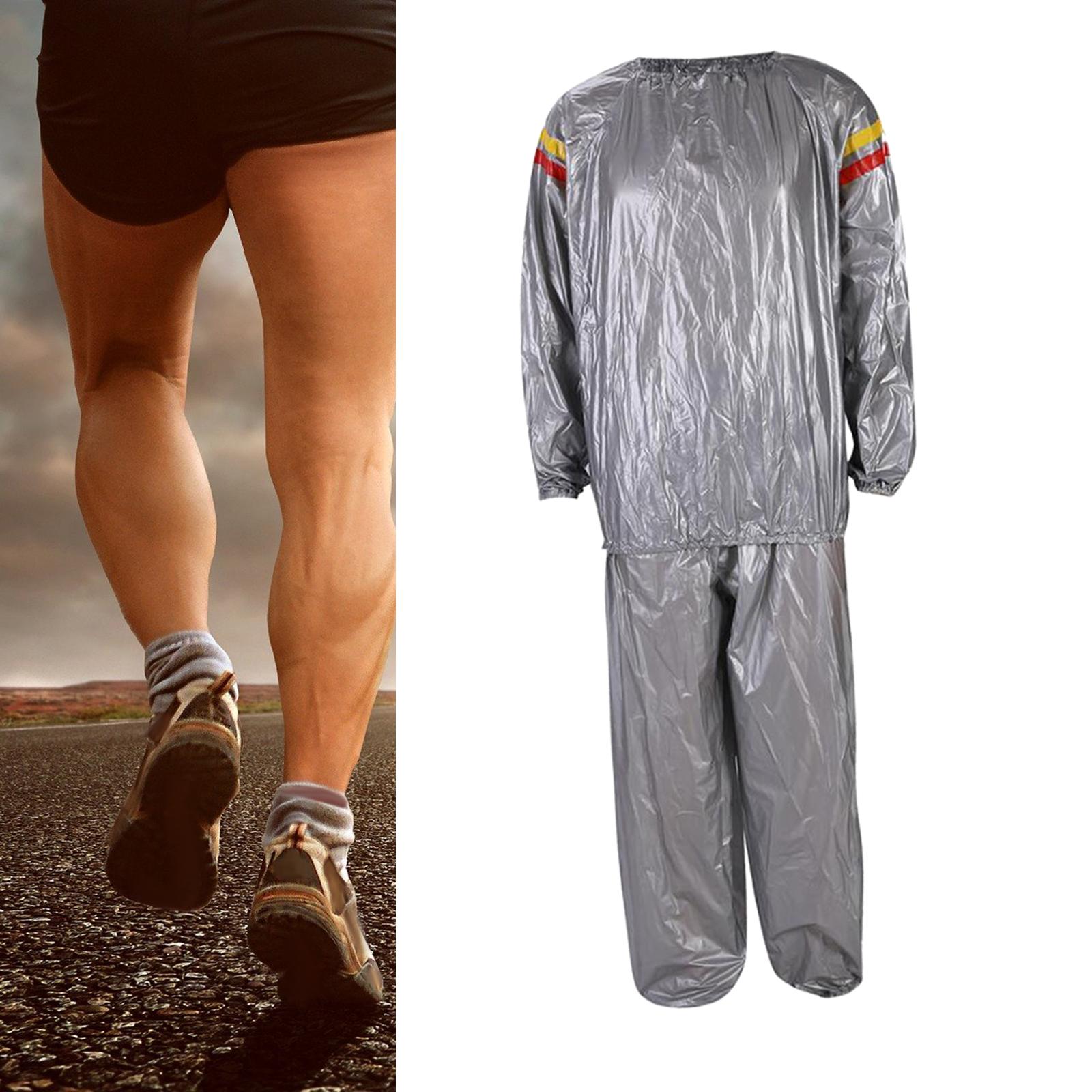 Fitness Sauna Suit Women Men Quick Sweat Sweat Suit for Exercise XL Silver