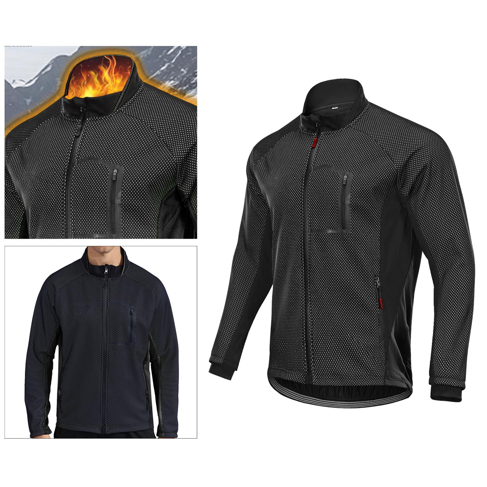 Mens Cycling Jacket Waterproof Reflective Bicycle Softshell Fleece Lining M