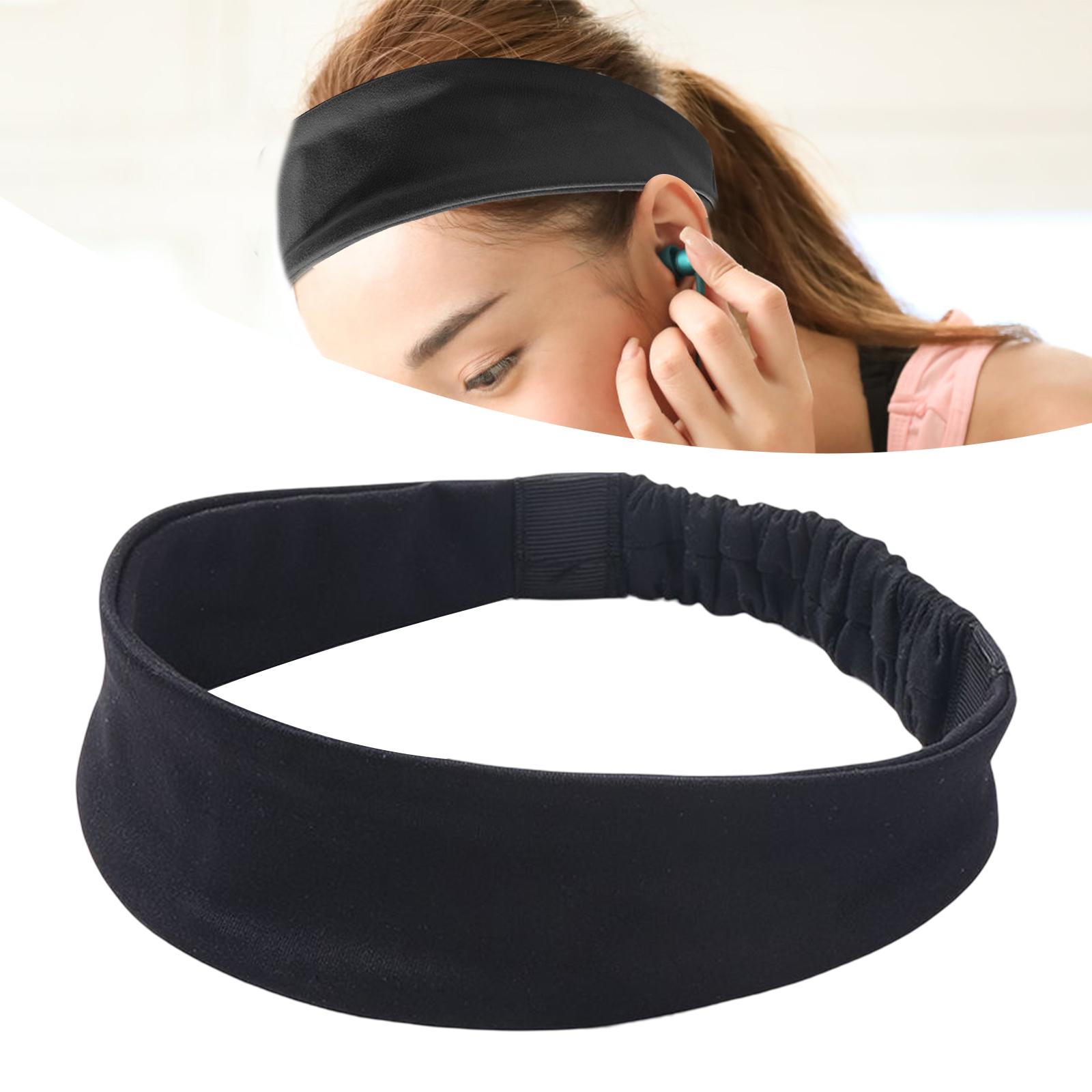 Sweatband Elastic Anti Slip Breathable Outdoor Headband for Tennis Black