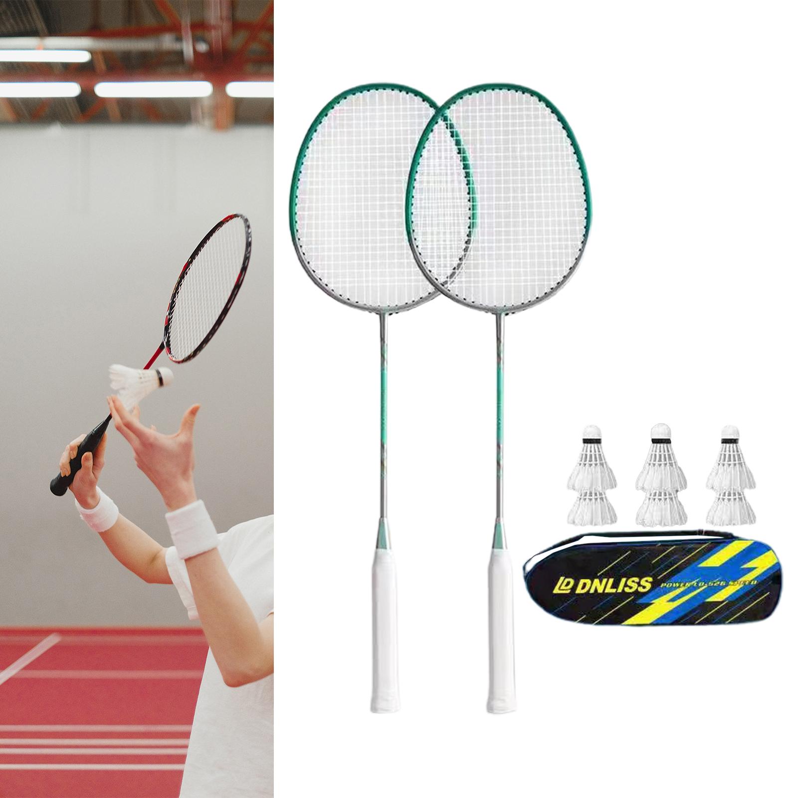 Badminton Rackets Set of 2 Sturdy for Indoor Outdoor Outdoor Backyard Green
