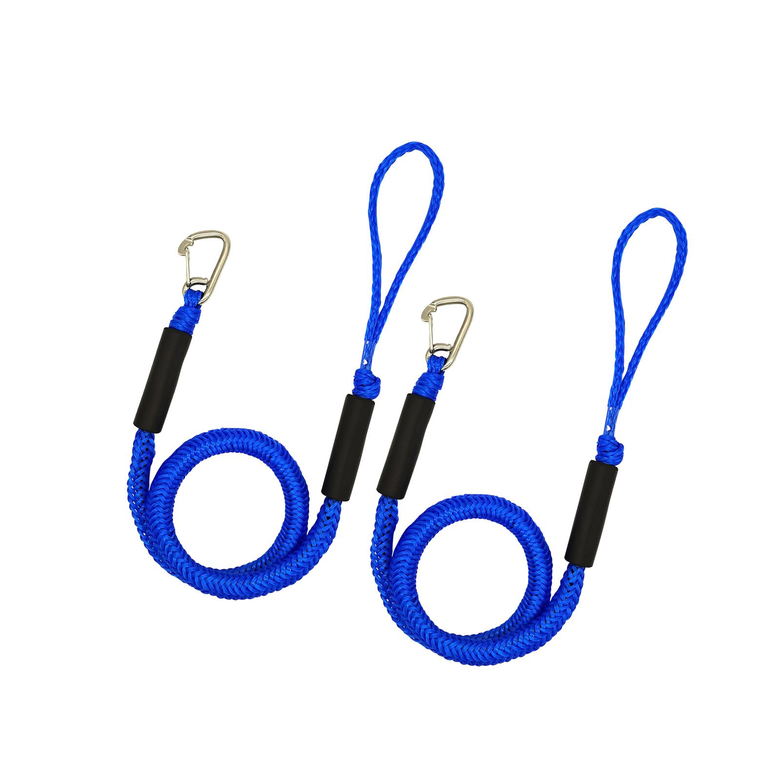 2Pcs Boat Bungee Dock Line with Loop Boat Ropes for Docking Marine Dock Line blue