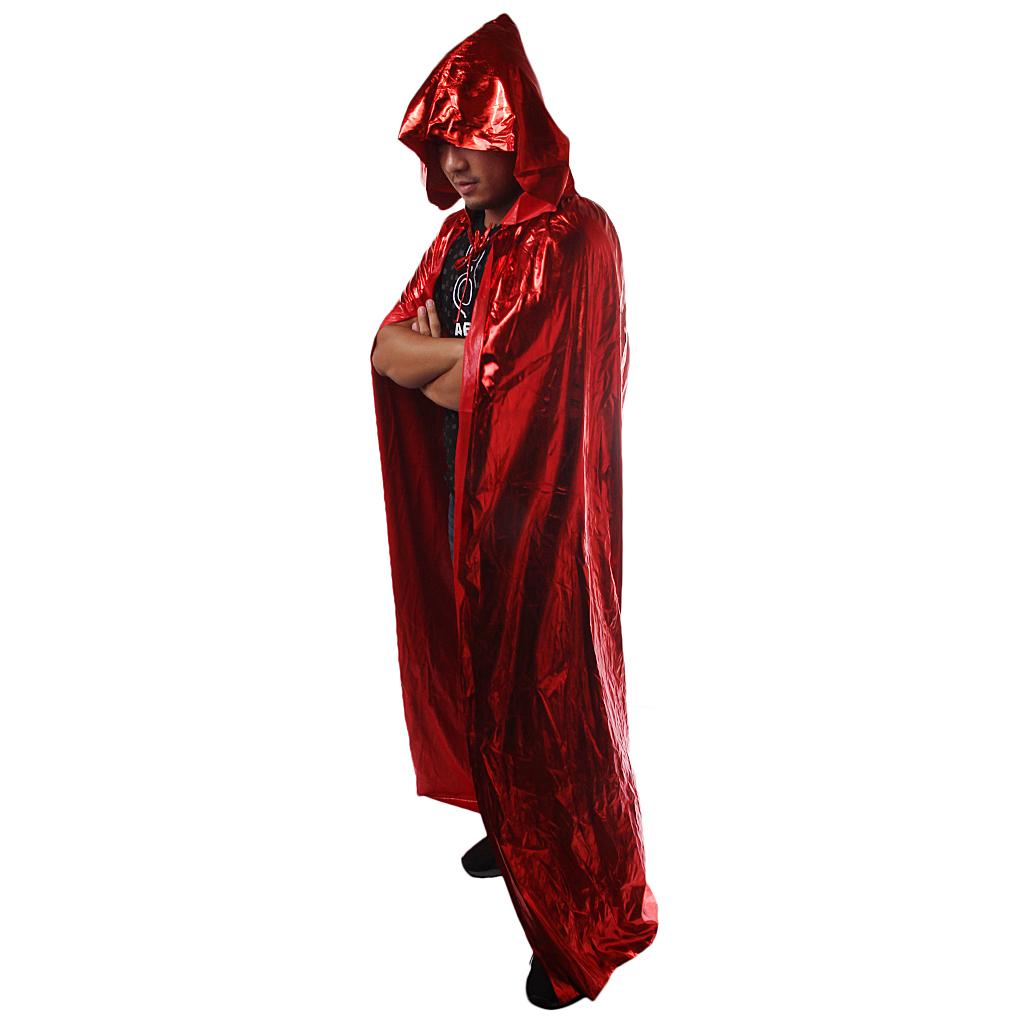 Halloween Red Hooded Cape Grim Reaper Robe Cloak Outfit Devil Costume