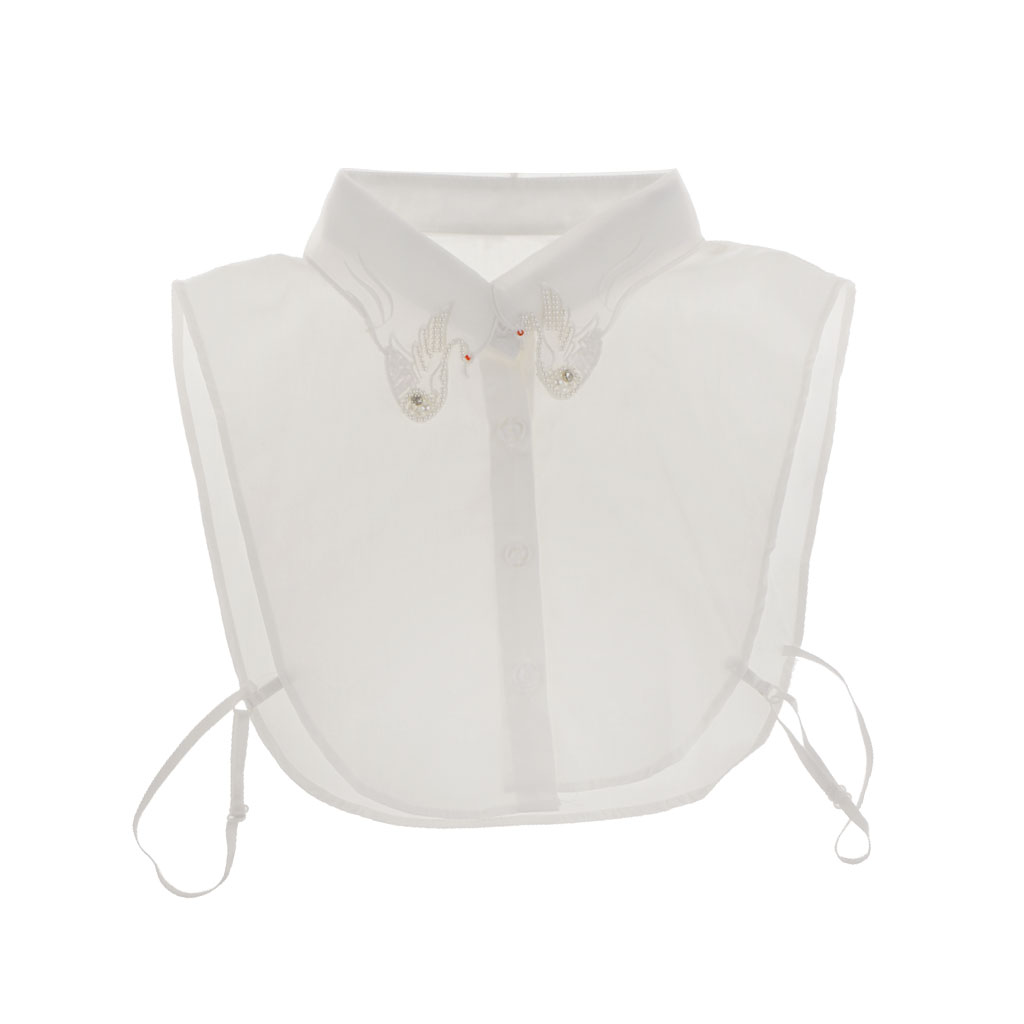Phenovo Womens Half Shirts Detachable Blouse Faux Collar White Swan Pattern