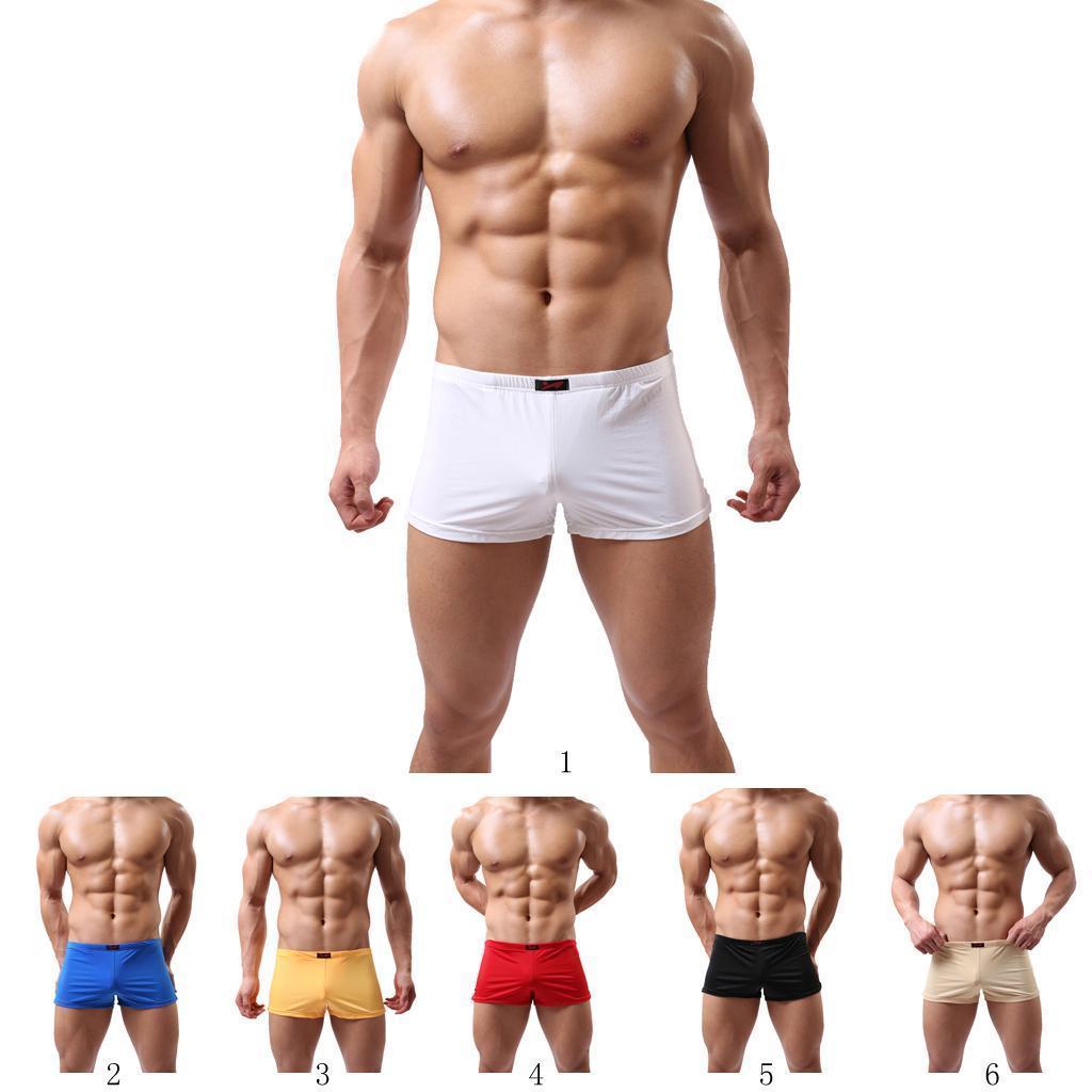 Men's Built-in Pouch Underwear Meryl Comfy Sexy Boxer Briefs Black-M