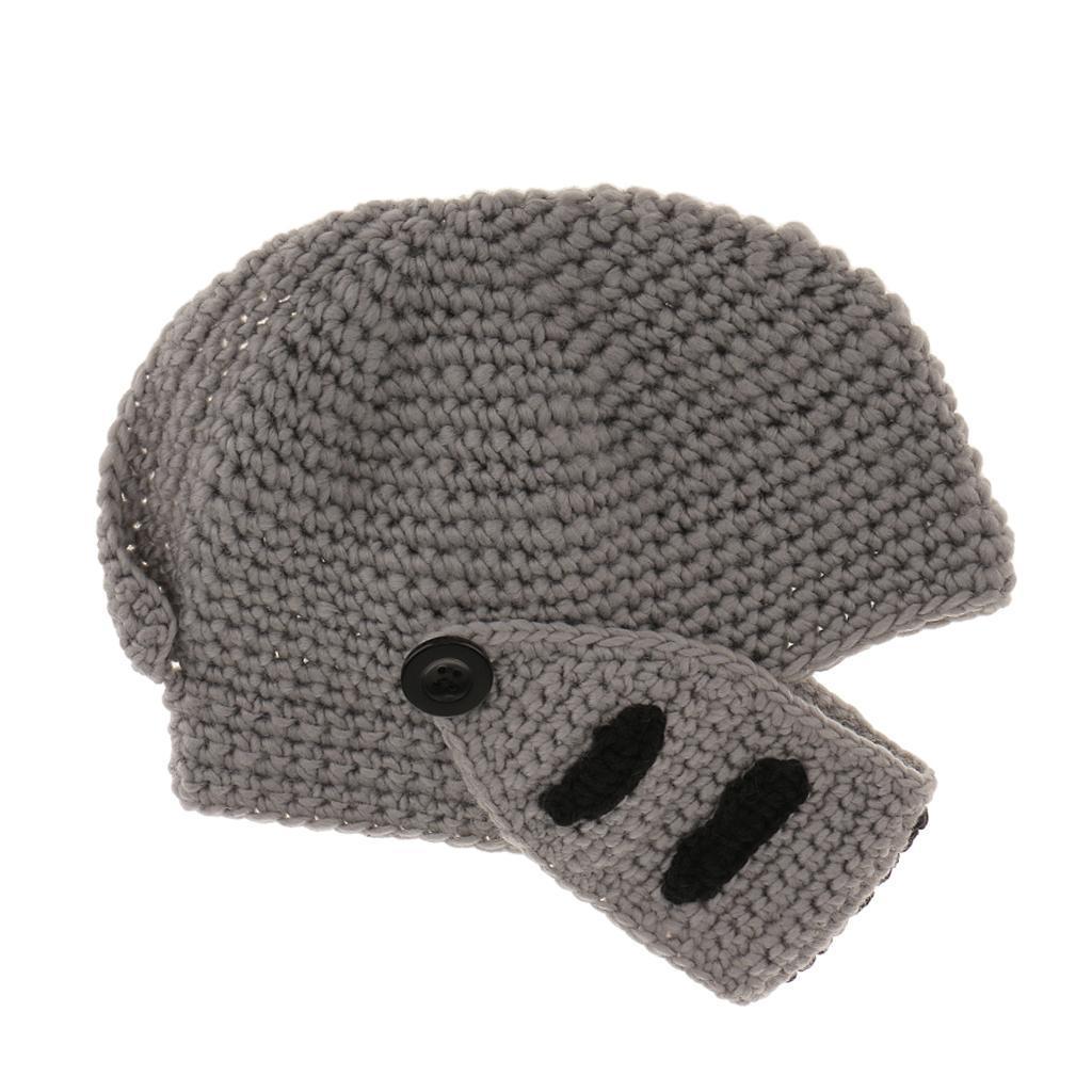 Roman Knight Helmet Visor Cosplay Knitted Beanie Hat Cap Wind Mask 1-2Y
