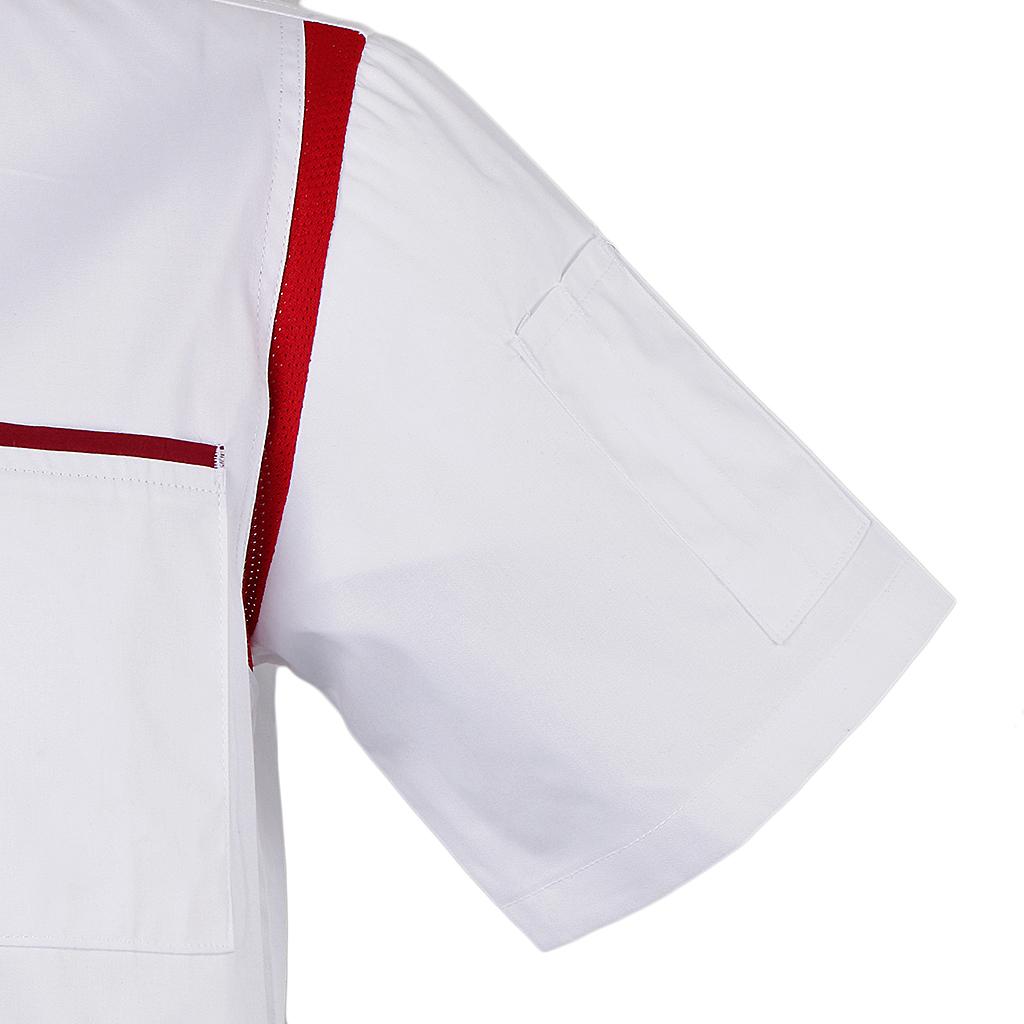 Unisex Chef Jacket Air Mesh Short Sleeve Hotel Kitchen Chefwear Coat Uniform 