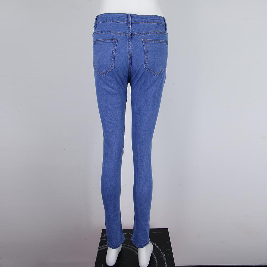 Donna Skinny Elasticizzato Strappato Sbiadito Jeans Distres Slim Fit Pantaloni Stretch Donna Skinny Elasticizzato Strappato Sbiadito Jeans Distres Slim Fit Pantaloni Stretch