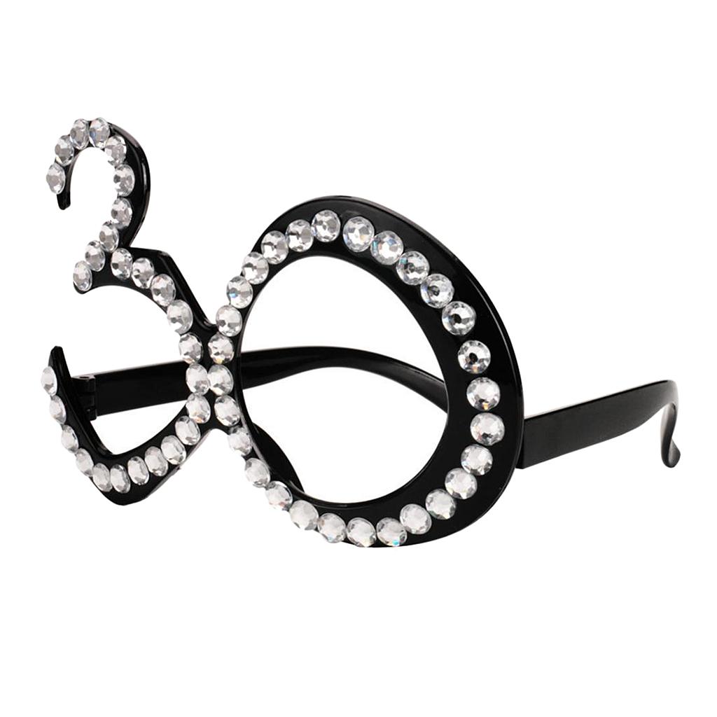 Glitter Crystal Black Frame Birthday Eye Glasses Anniversary Wedding