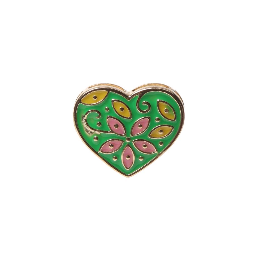 New Fashion Heart Shape Lovely Flower Pendant Drip Enamel Necklace Set Green