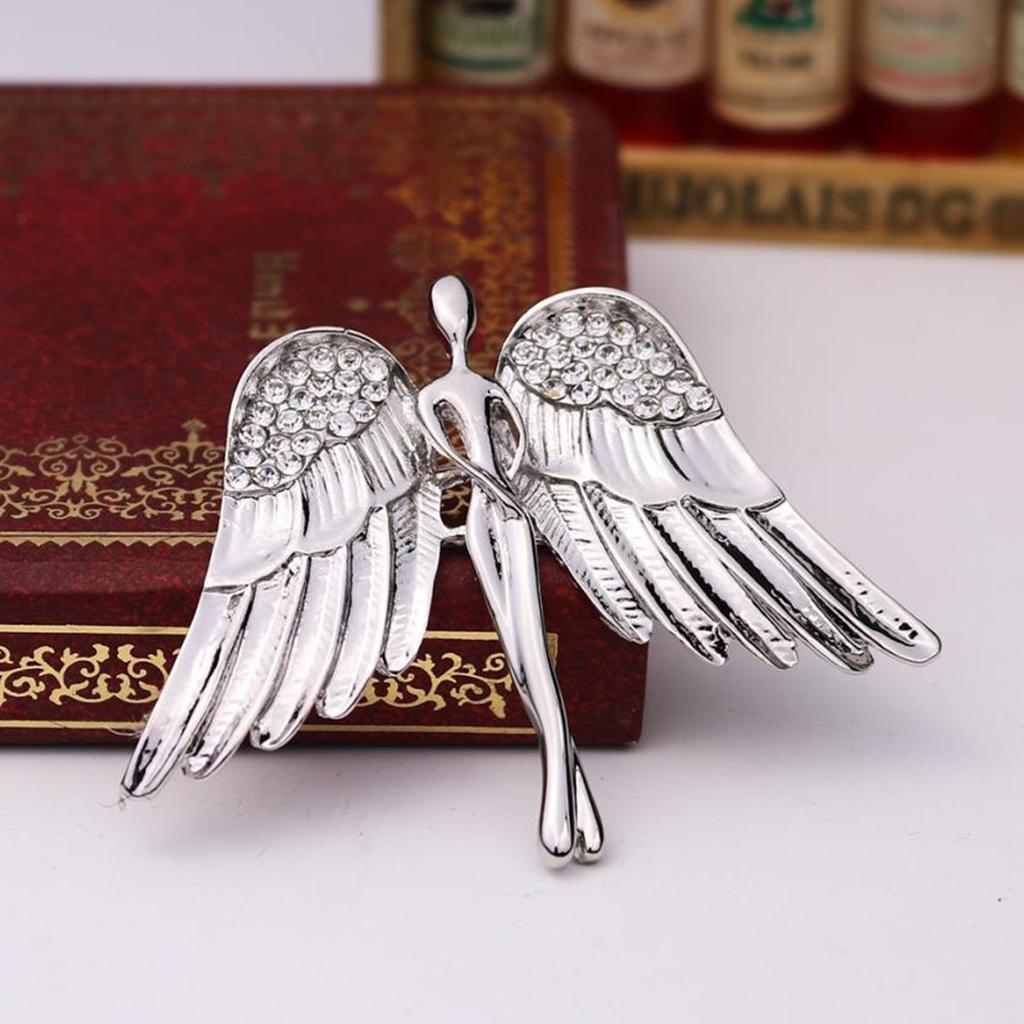 Elegant Angel Wings Brooches Crystal Brooch Pin For Men Women Party