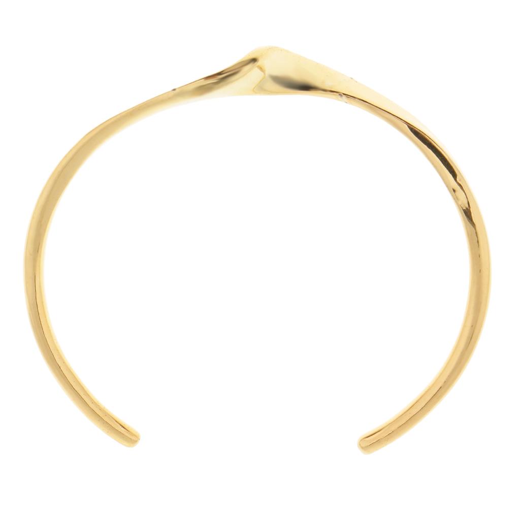 Modern Exaggerate Open End Cuff Wave Shaped Bracelet 6cm Gold