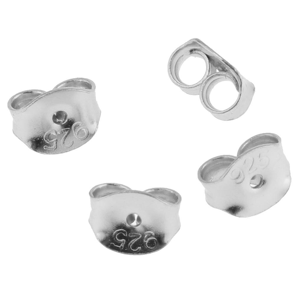 8Pcs 925 Sterling Silver 4.5mm Post Butterfly Earnut Clutches Earring