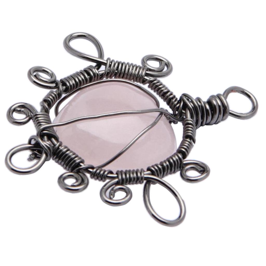 Natural Crystal Charm Necklace Pendant DIY Gemstone Necklaces Making Pink