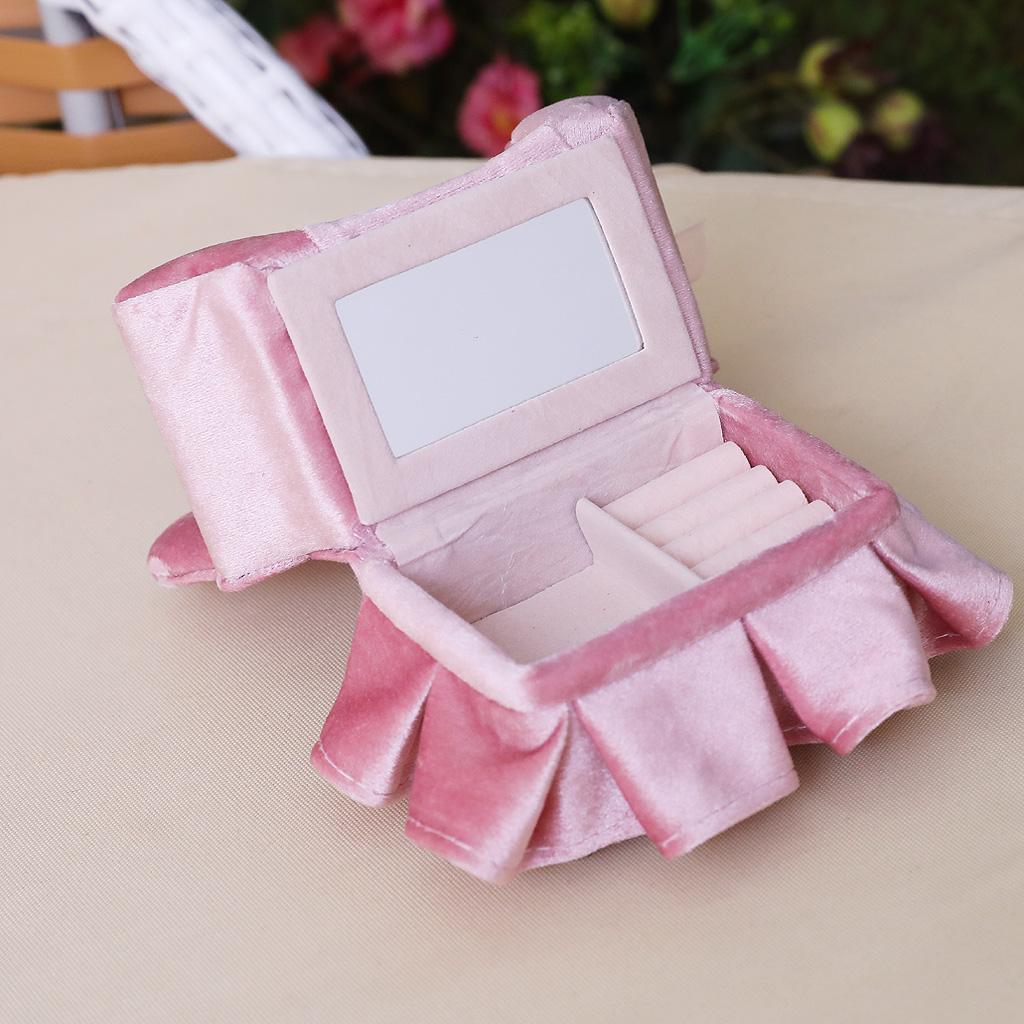 Novelty Pink Velvet Sofa Jewelry Necklace Pendant Earring Ring Storage Box